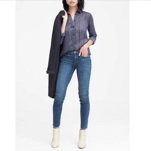 Banana Republic Dillon Classic Fit Blue Semi-sheer Button Down Shirt